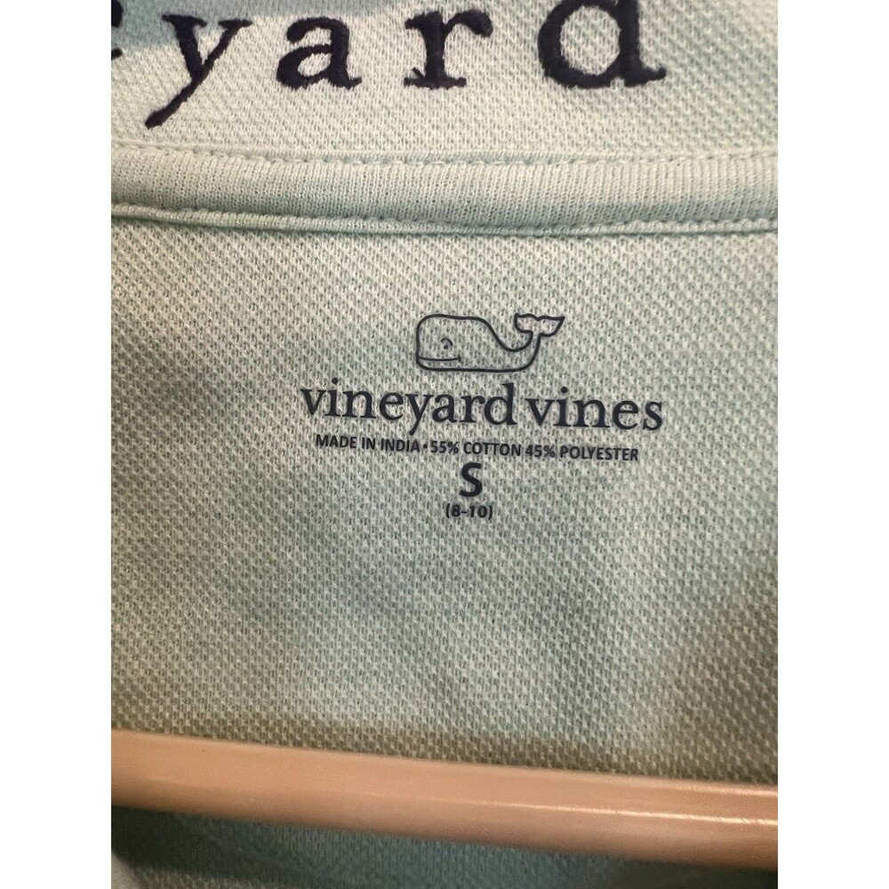 Vineyard Vines Kids 1/4 Zip Pullover Small 8-10 Mint Blue Striped Whale - Picture 2 of 6